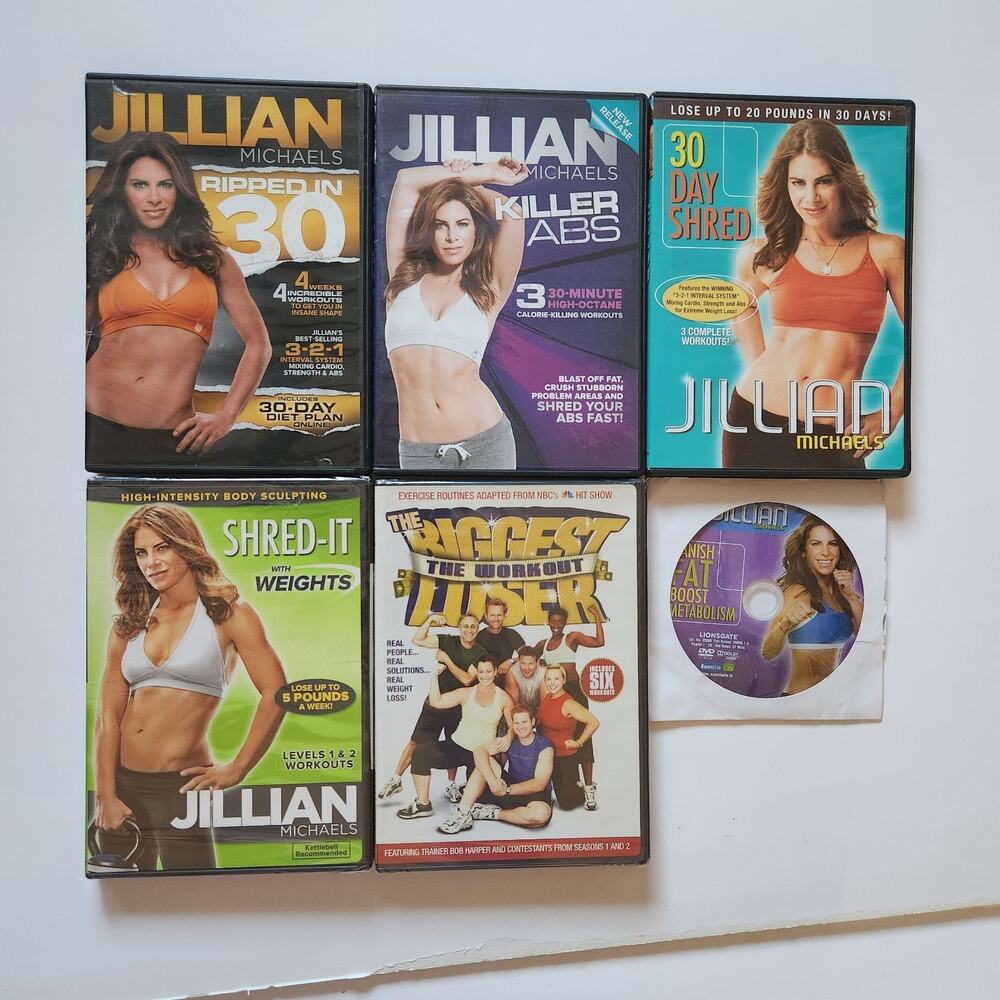 Jillian Michaels DVDs x6 Lot Workout Shred Biggest Loser Fitness Body Makeover